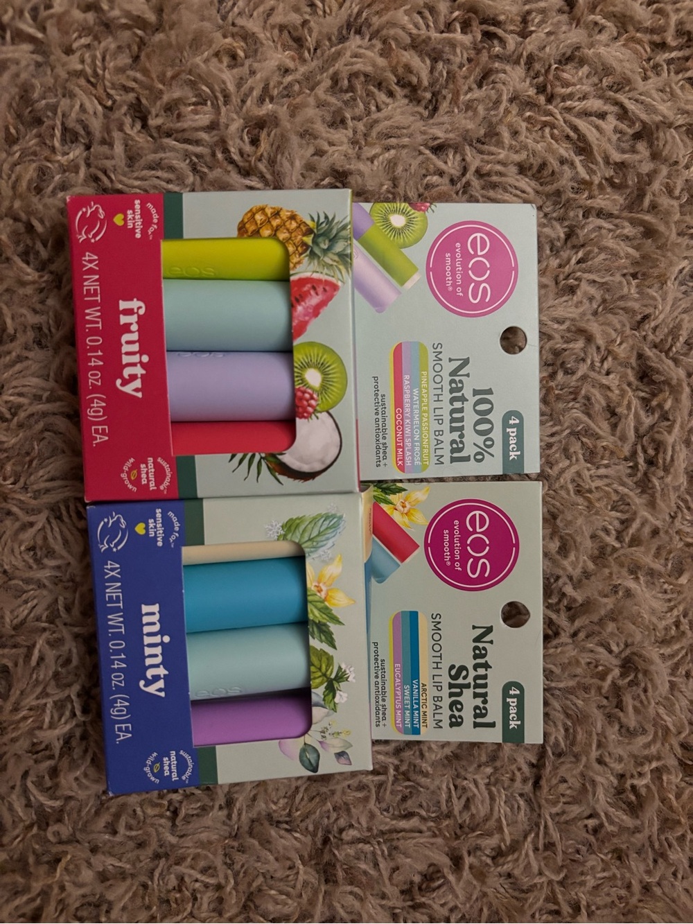 eos 100% Natural Smooth Balm 8-Pack - Fruity & Minty Mix (Multicolor)